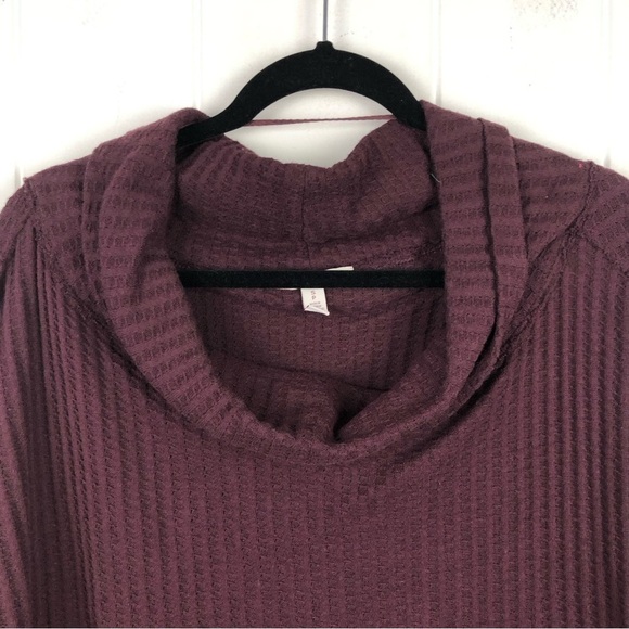 Free People Womens Juicy Waffle Knit Top Surplice Back Cowl Neck Small - Picture 4 of 10